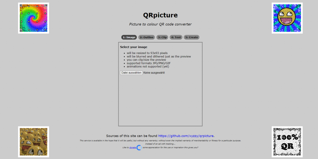 Der Screenshot QRpicture führt zur Webseite www.qrpicture.com.