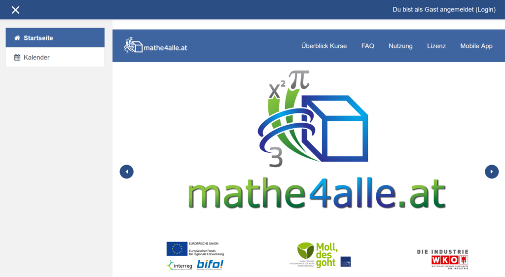 Der Screenshot führt zur Webseite mathe4alle.at.